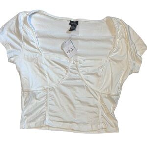 NWT Rue21 White Cropped Corset Tee- Size Large